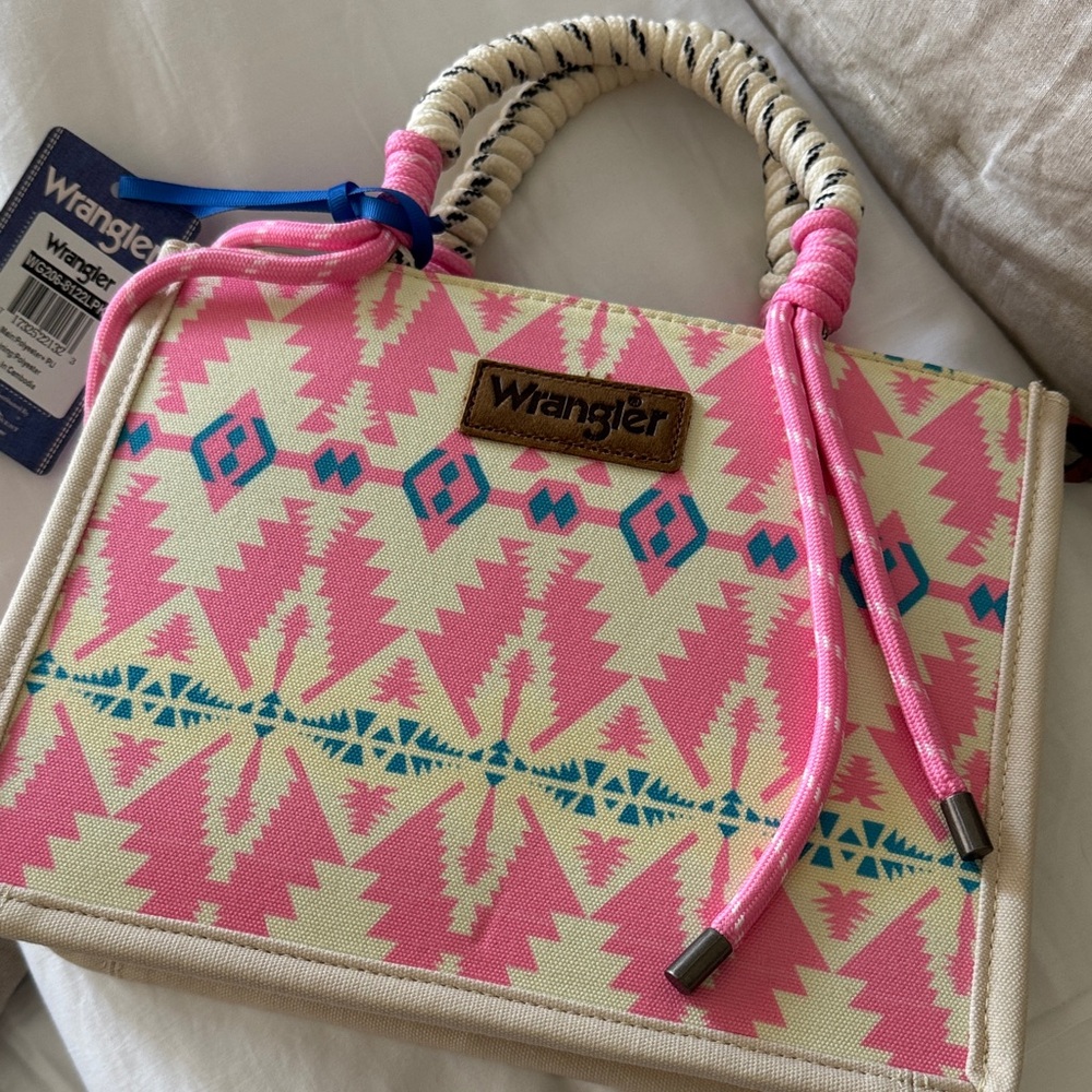Wrangler Pink and Blue Geometric Tote Bag